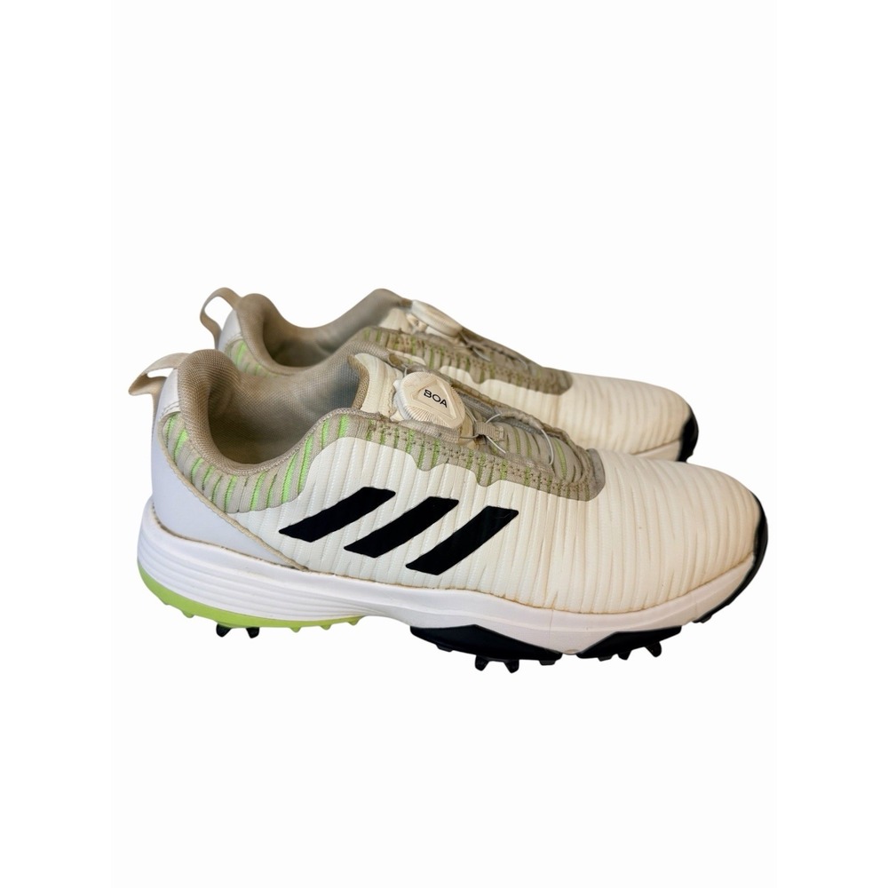 Adidas Golf Shoes Youth 5.5 White Green BOA Lace Spikes Bounce Athletic Footwear